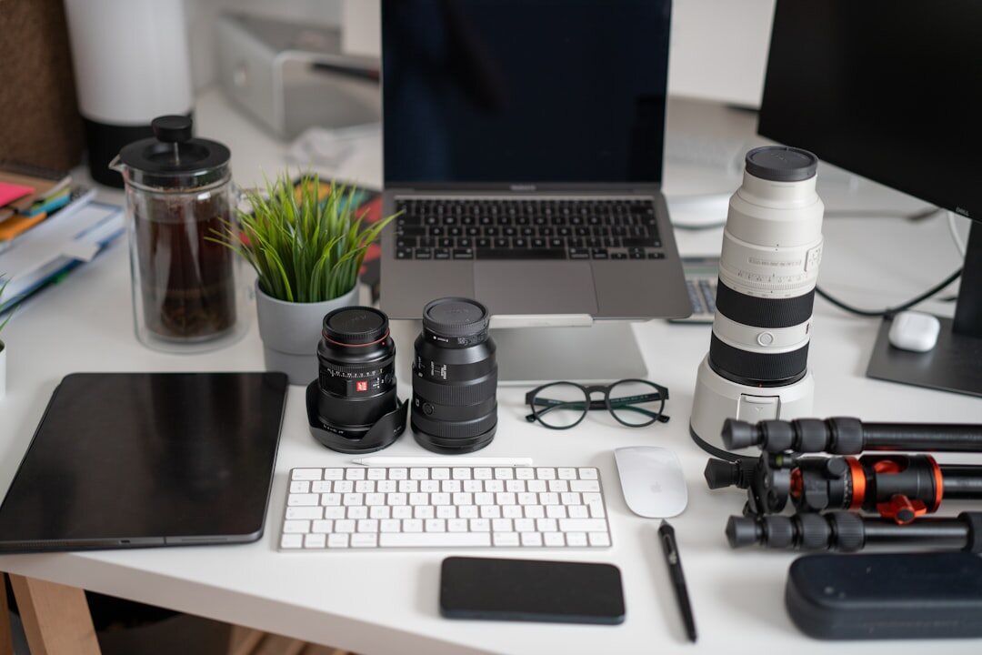 Modern office with video production equipment