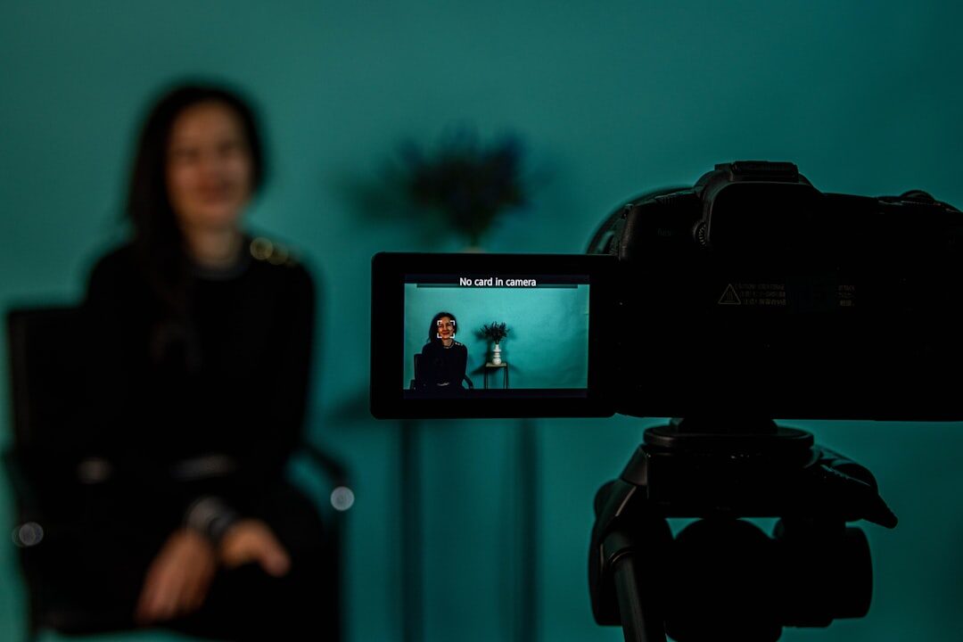 Online course instructor recording a video lesson