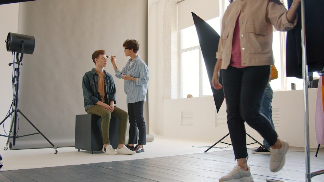 Video production team working in a studio