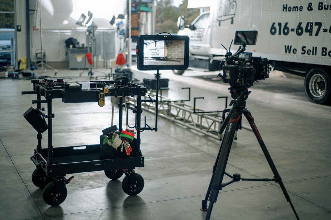 Live streaming setup with multiple monitors and cameras